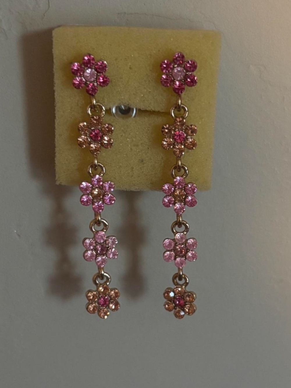 Flower Rhinestone Earrings - Picture 2 of 4
